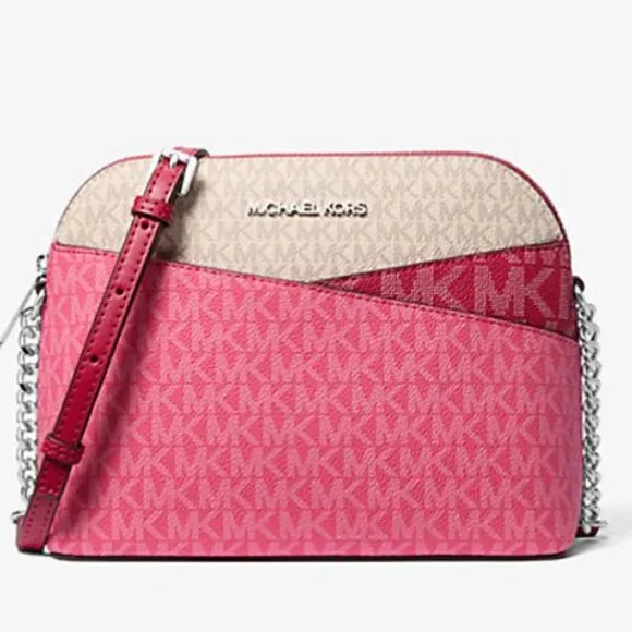 $258 Michael Kors Jet Set Travel Color-Block Signature Logo Crossbody Bag NEW - Picture 1 of 1